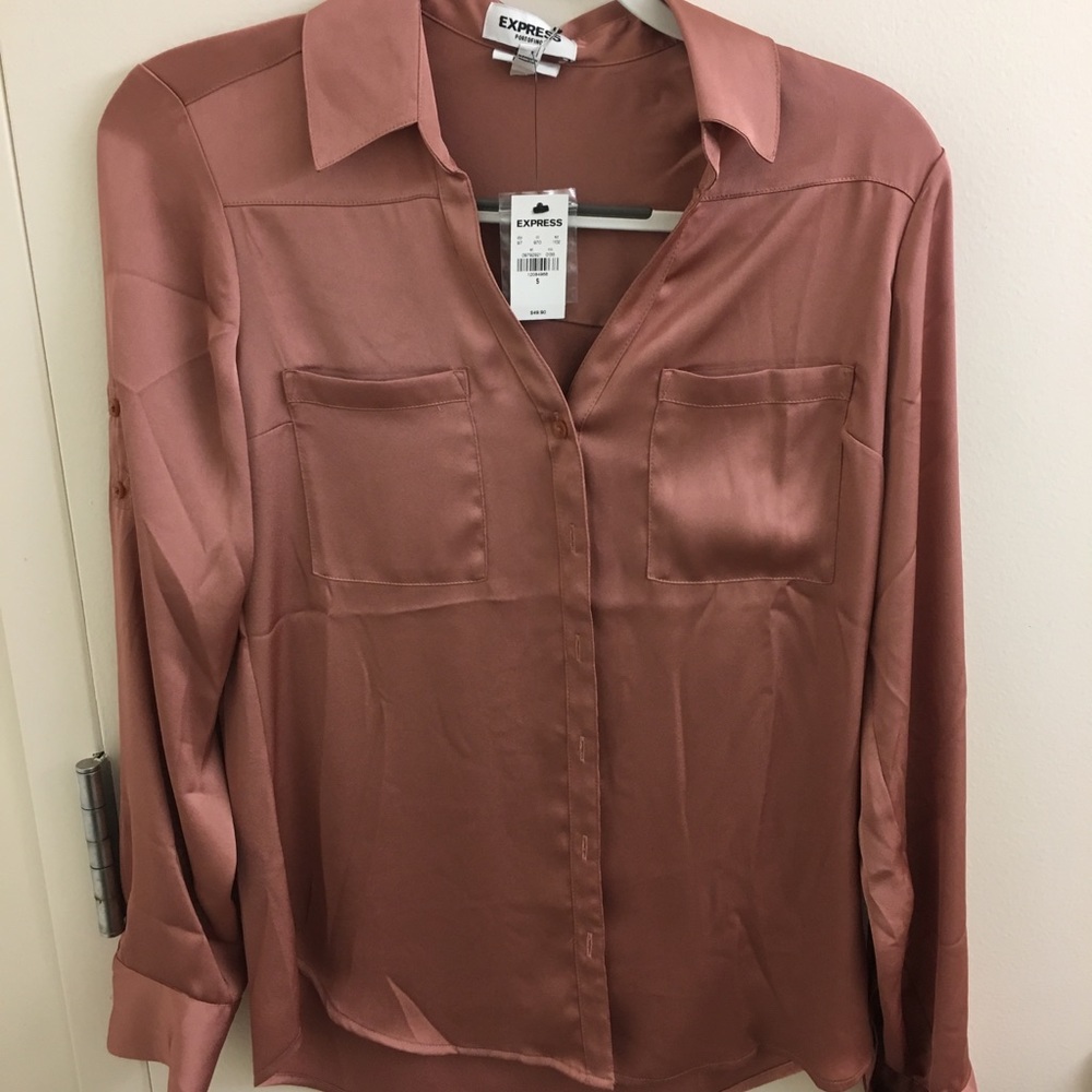 NWT Express Slim Fit Portofino Blushy Pink Shirt